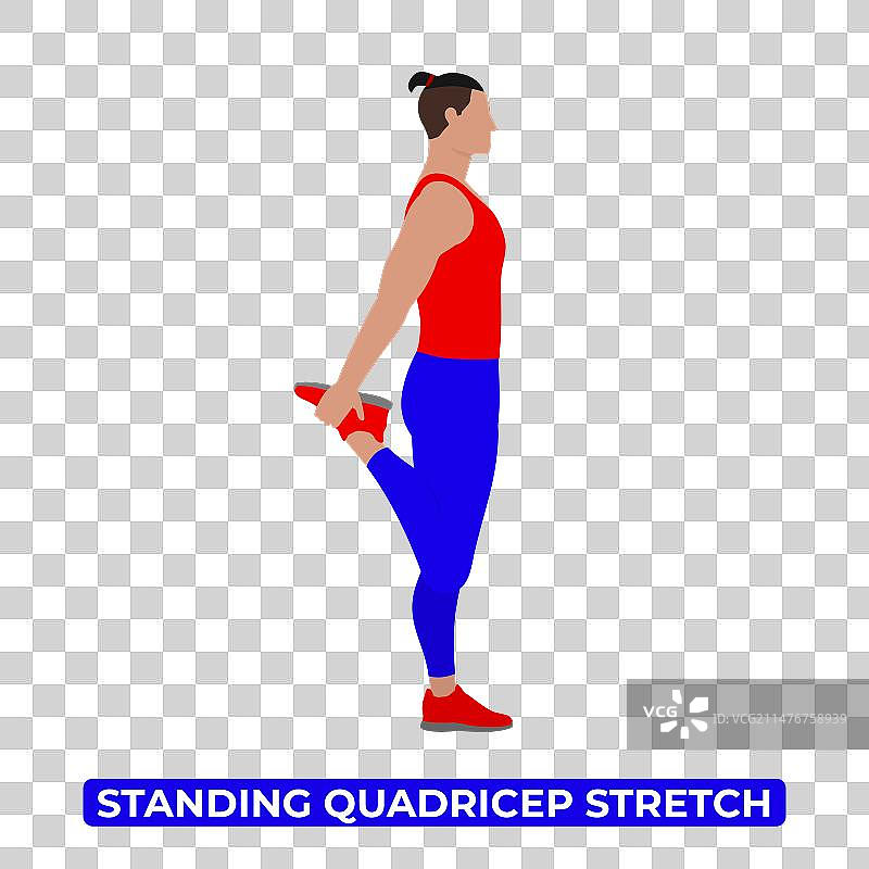 男人做站立股四头肌伸展图片素材