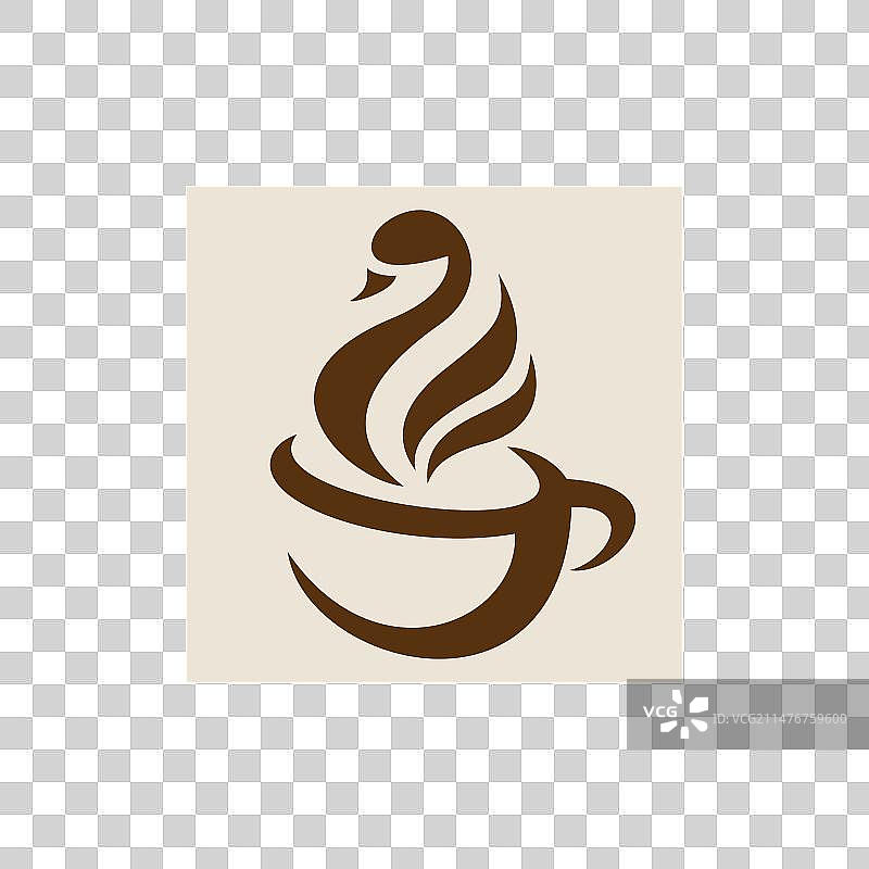 热咖啡与天鹅形蒸汽标志图片素材