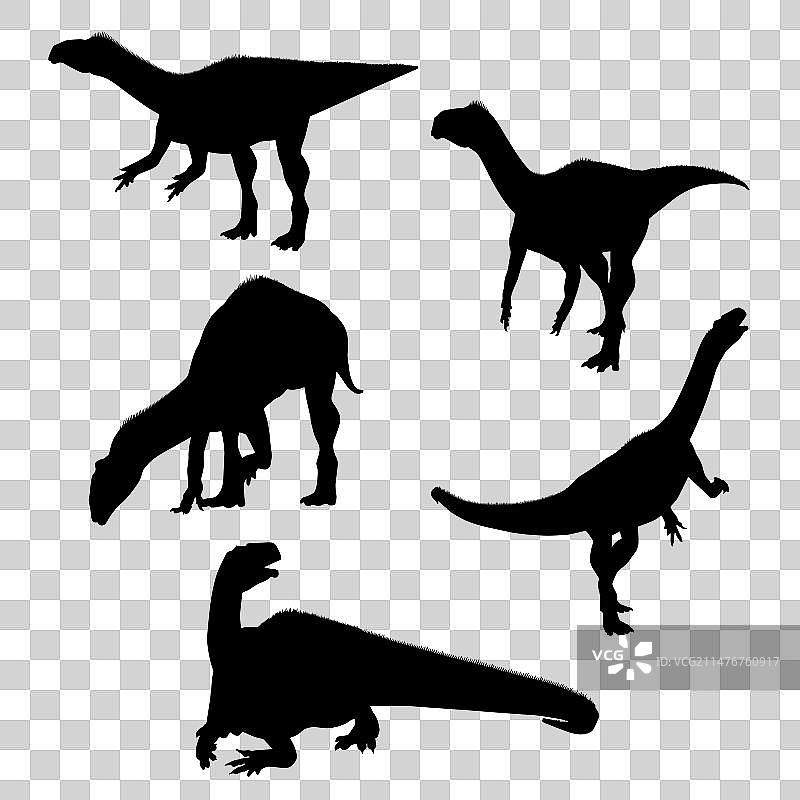 板龙恐龙轮廓剪影图片素材