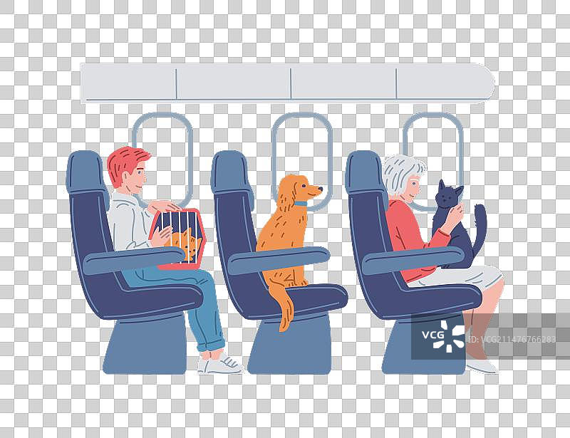 携带宠物乘坐公共交通工具的人们图片素材