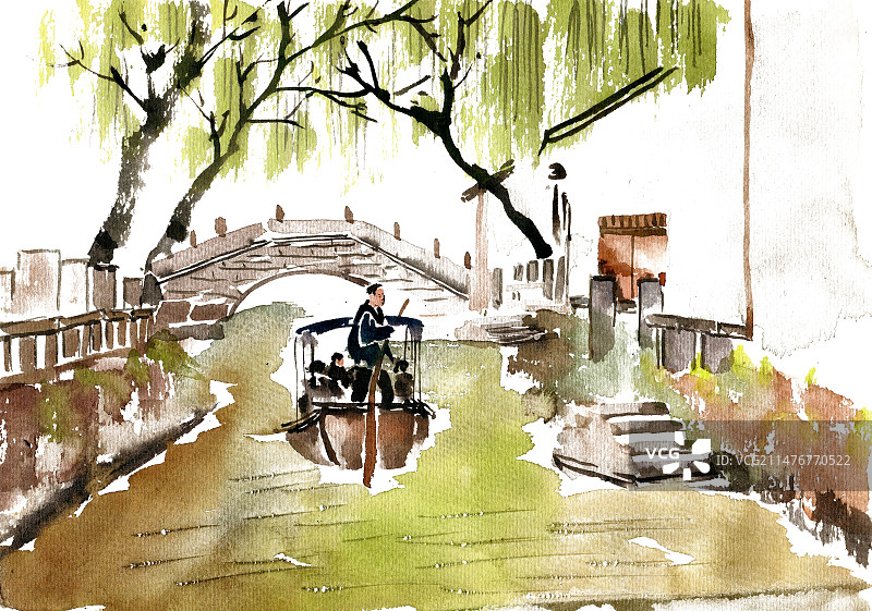 河道中的船图片素材