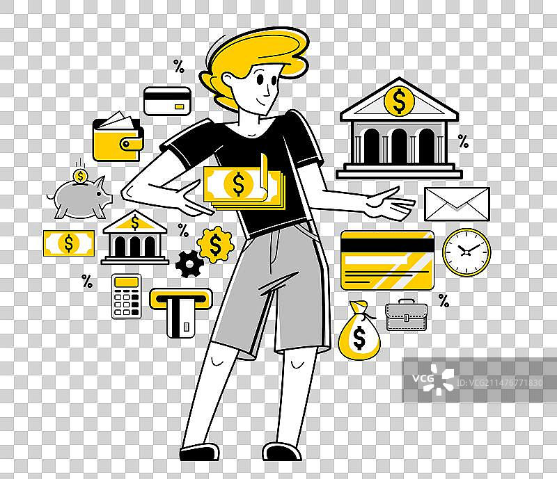 处理财务的银行经理轮廓图图片素材