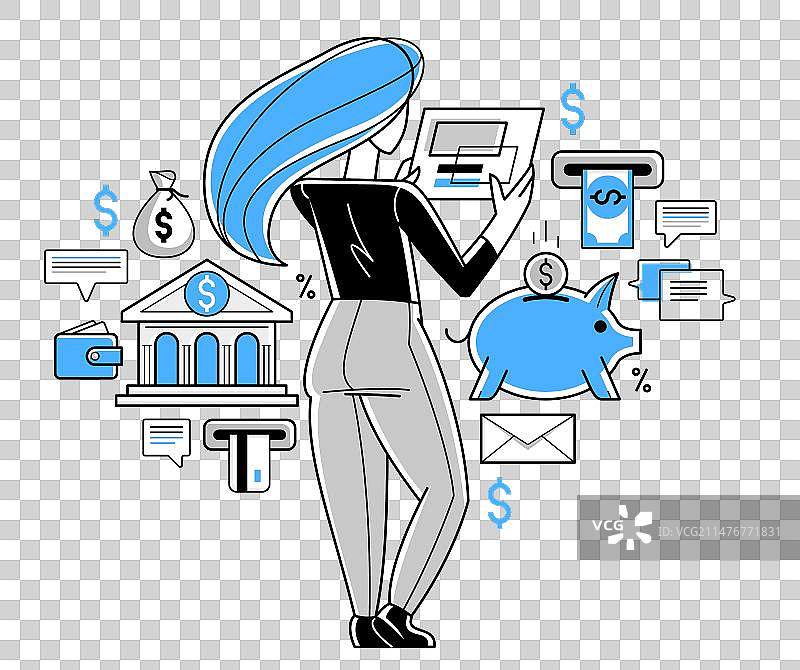 网上银行经理办公轮廓图图片素材