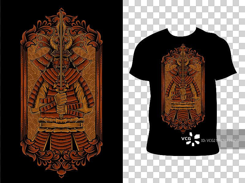 复古武士，火焰纹饰图片素材