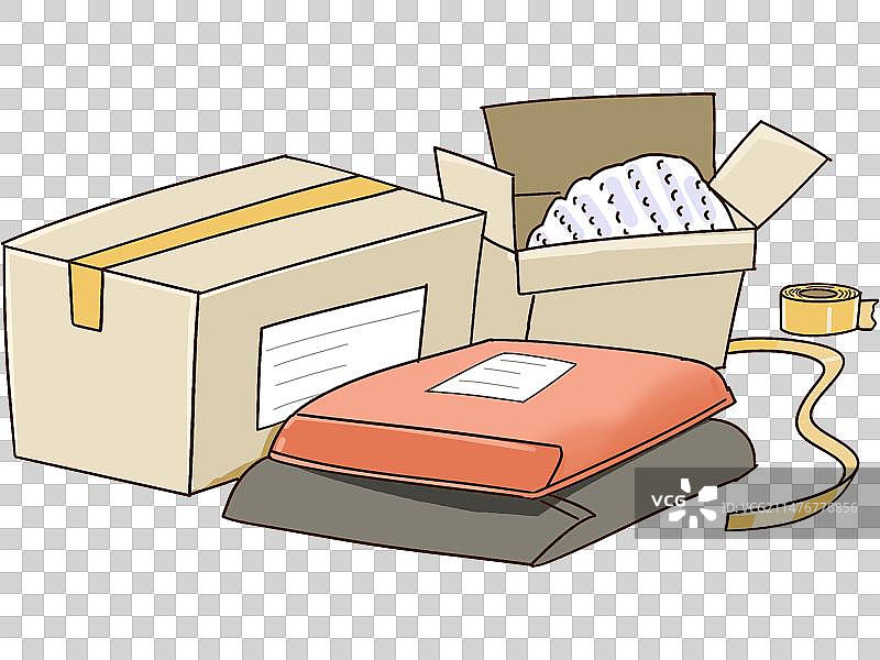 快递盒 快递袋子 胶带 打包 泡沫纸图片素材