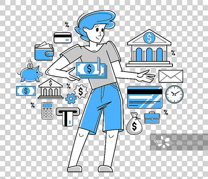 处理财务的银行经理轮廓图图片素材