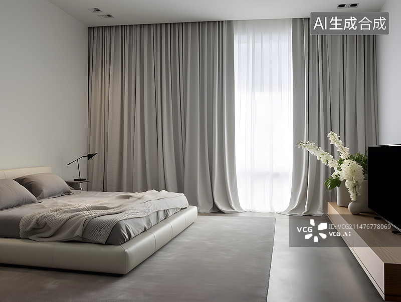 【AI数字艺术】卧室窗帘设计图片素材