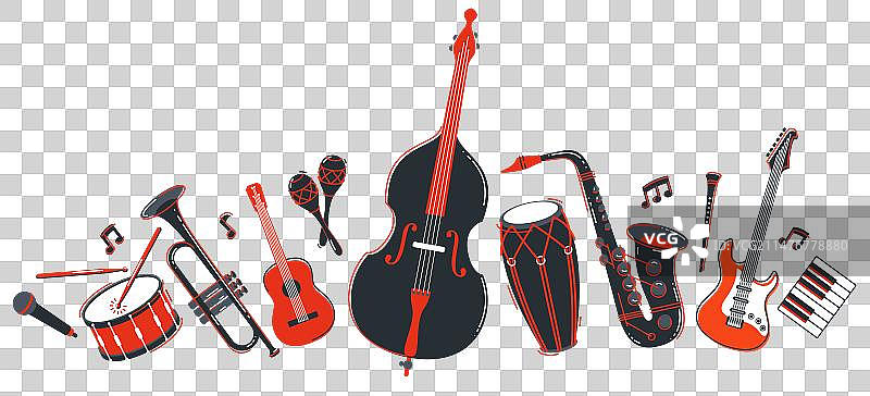 不同乐器的爵士乐队概念图片素材