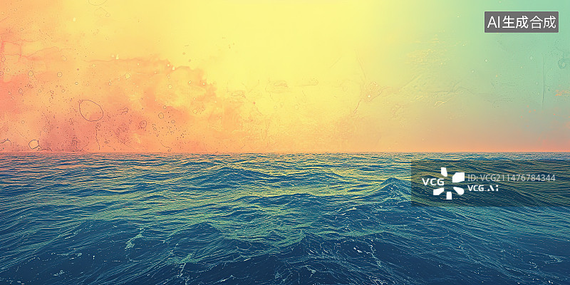 【AI数字艺术】日落时海景映衬着戏剧性的天空图片素材