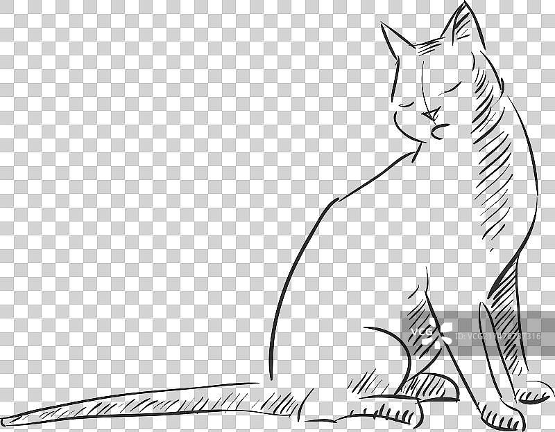 手绘坐着的猫图片素材