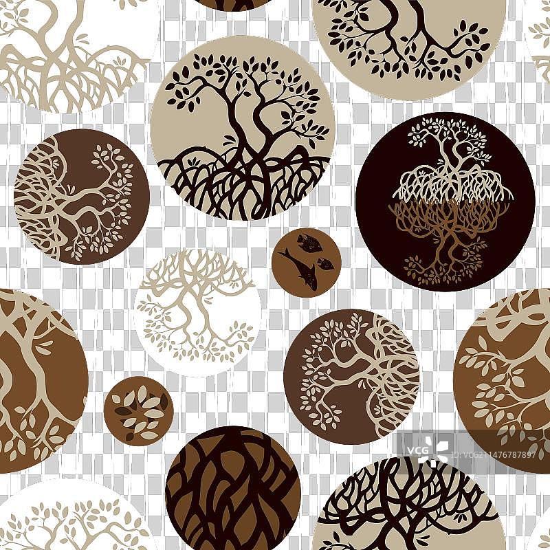 红树林植物无缝重复图案图片素材