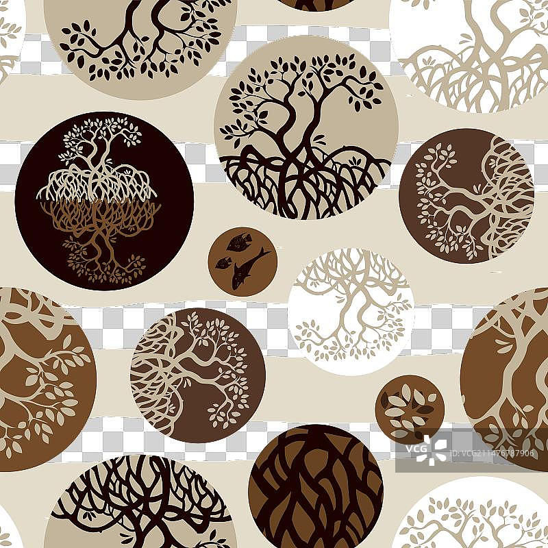 红树林植物无缝重复图案图片素材