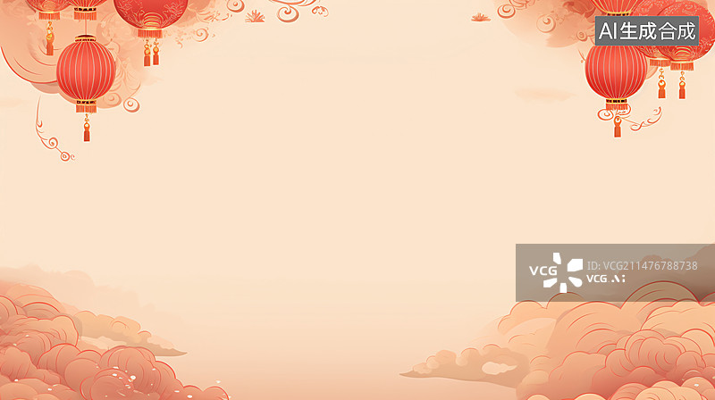 【AI数字艺术】中国春节新年灯笼喜庆背景图片素材