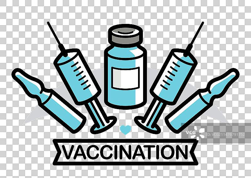 疫苗注射主题：注射器与安瓿图片素材
