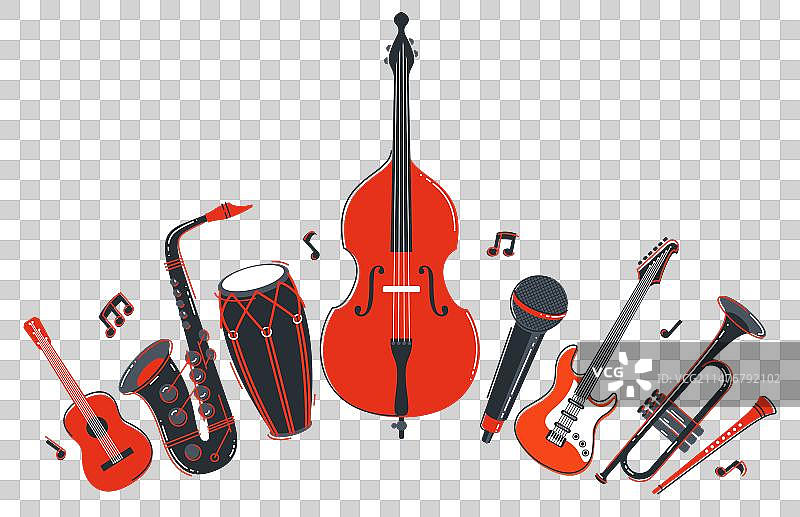 不同乐器的爵士乐队概念图片素材