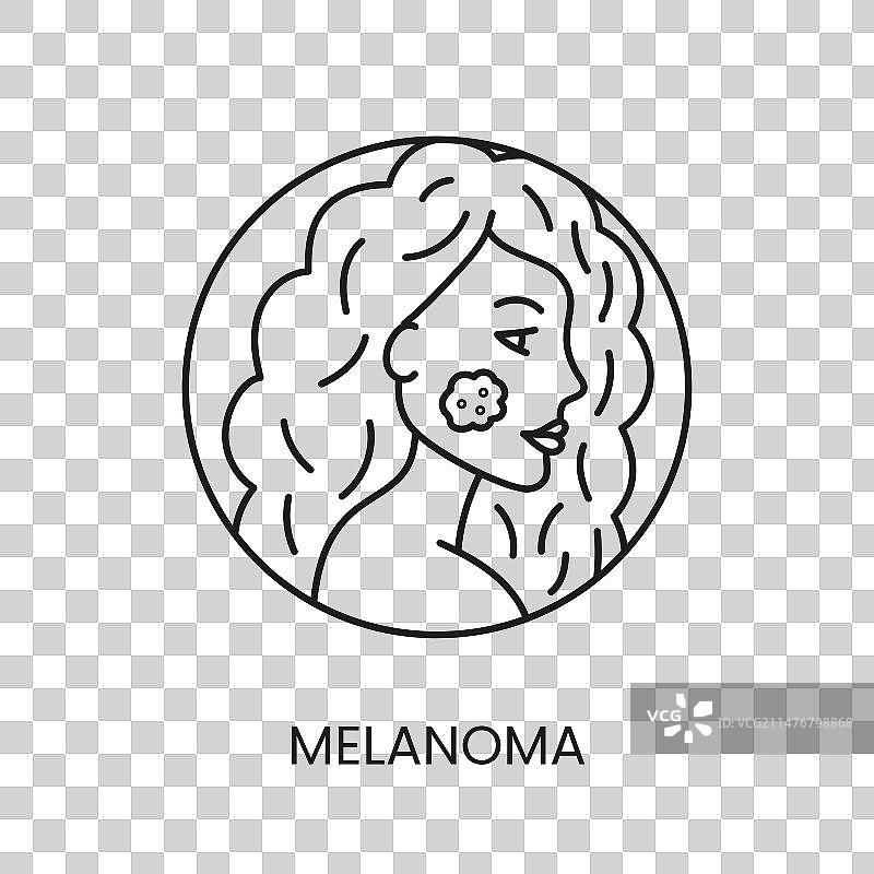 皮肤癌黑色素瘤线条图标图片素材