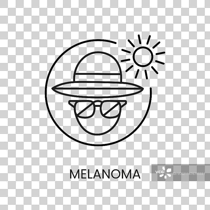 皮肤癌黑色素瘤预防线性图标图片素材
