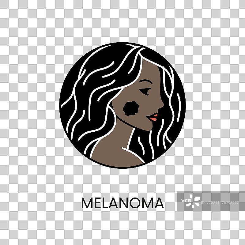 皮肤癌黑色素瘤线条图标图片素材