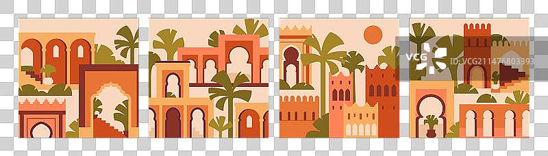 摩洛哥建筑卡片套装图片素材
