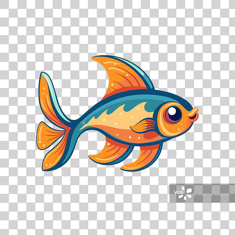 彩色孔雀鱼卡通图片素材