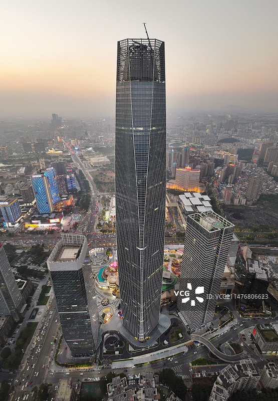 广东省东莞市地标民盈国贸中心环球经贸中心航拍图片素材