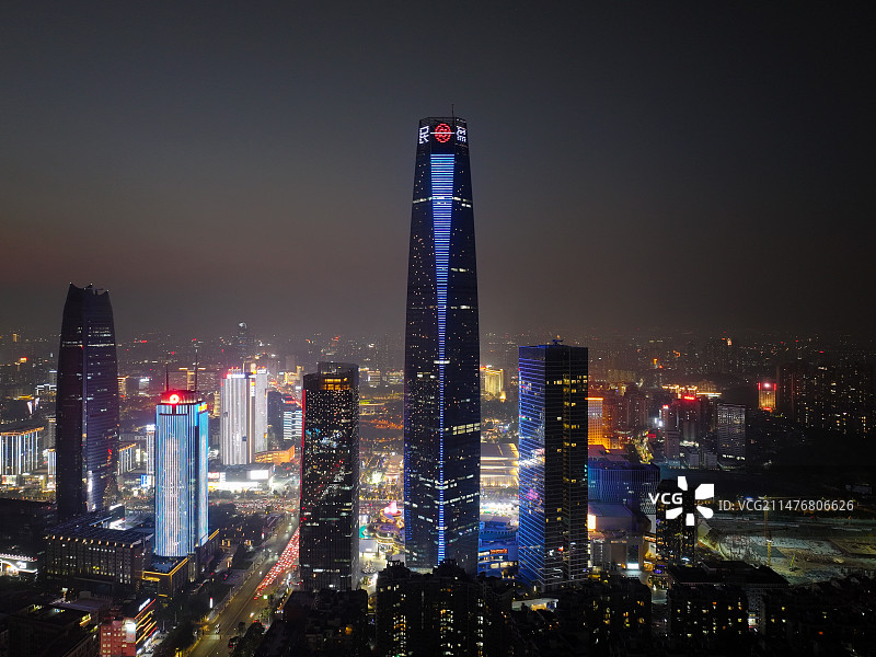 广东省东莞市地标民盈国贸中心环球经贸中心航拍图片素材