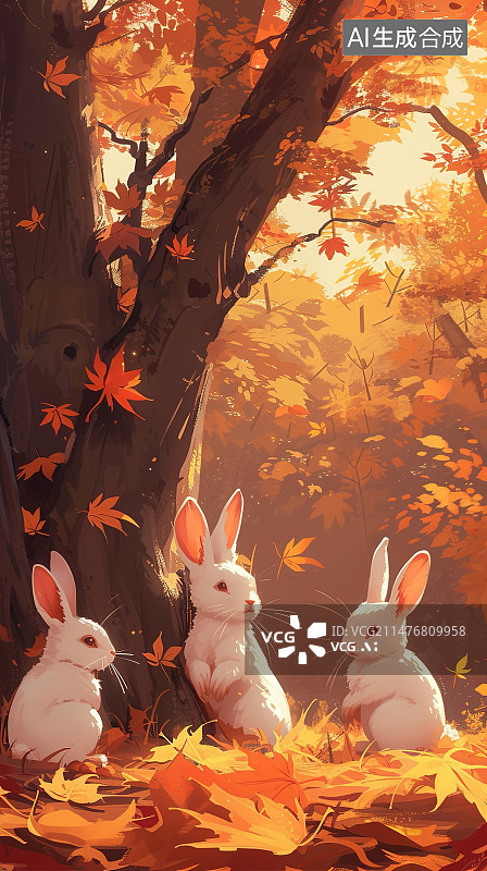 【AI数字艺术】可爱的小兔子和兔子图片素材