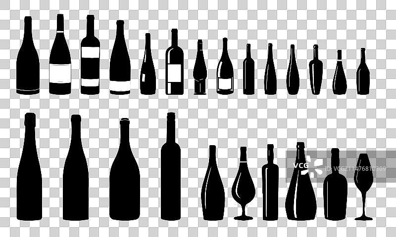 酒瓶剪影图标合集图片素材