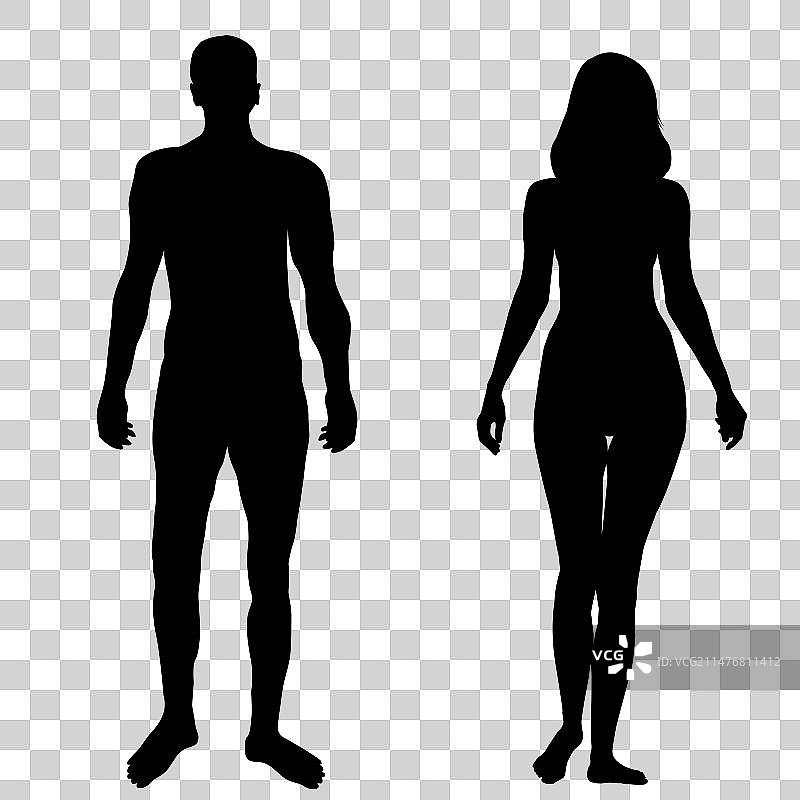 男人和女人的黑色轮廓图片素材