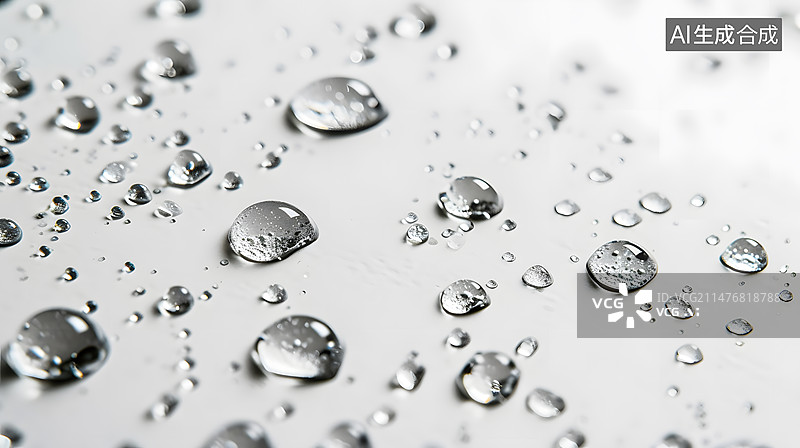 【AI数字艺术】白色水滴在纸板上的特写镜头图片素材