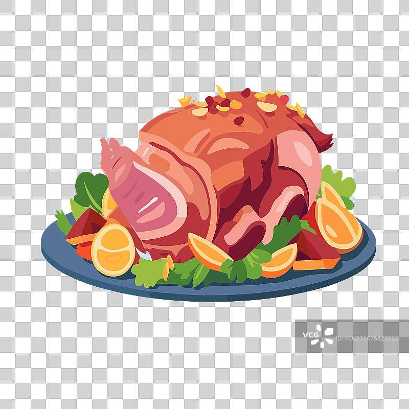 烤乳猪肉猪扁平图片素材