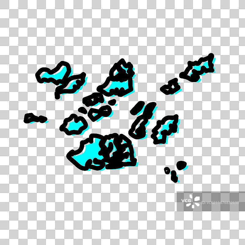 几内亚比绍地图的博拉马-比热戈斯区域图片素材