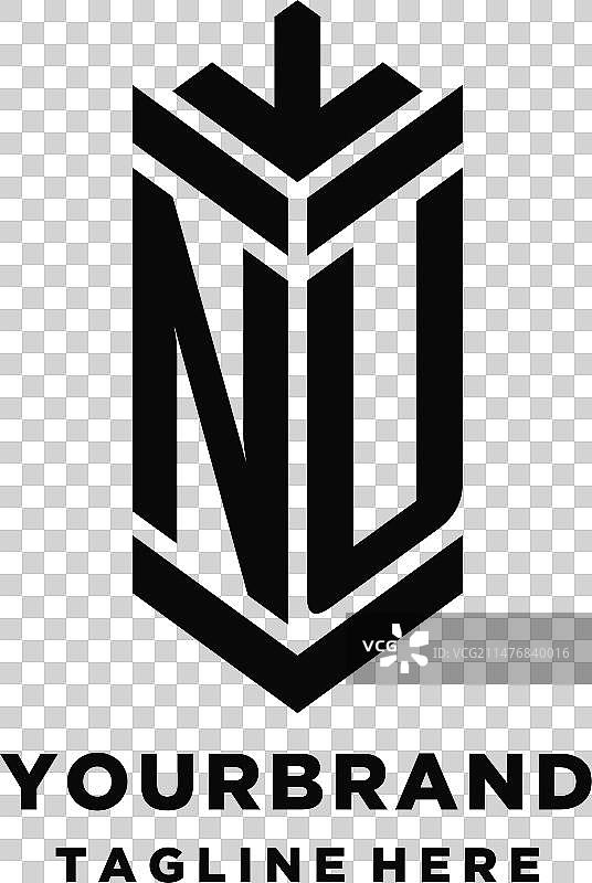 NU字母盾牌创意组合标志设计图片素材
