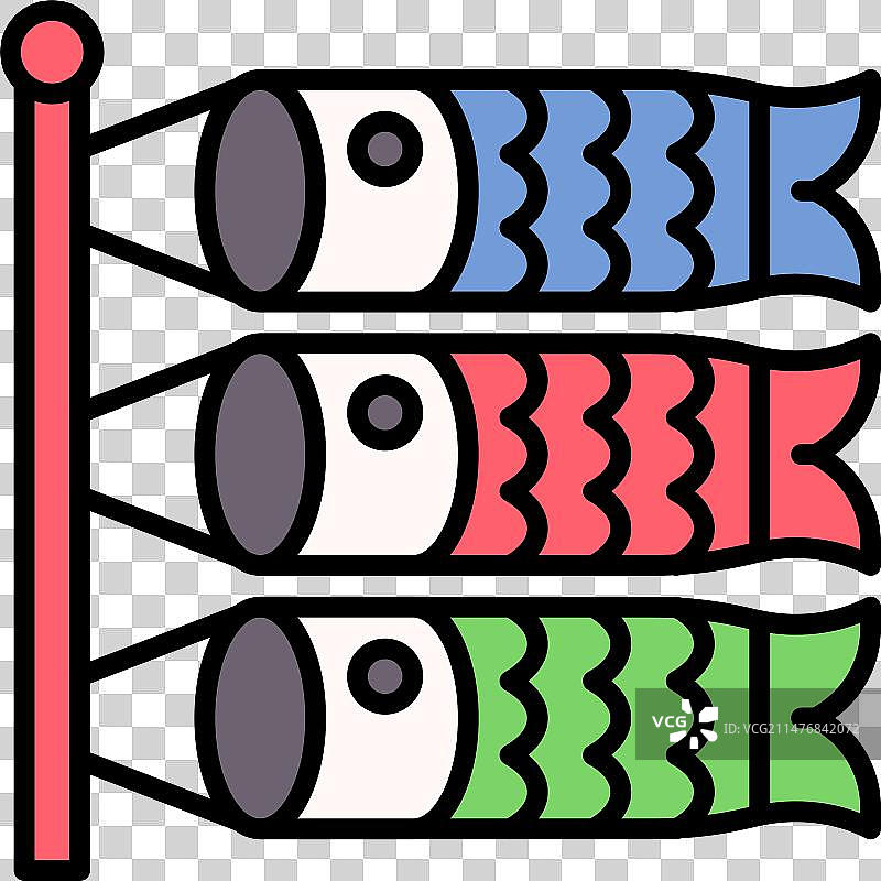 鲤鱼旗帜图标，日本新年相关图片素材