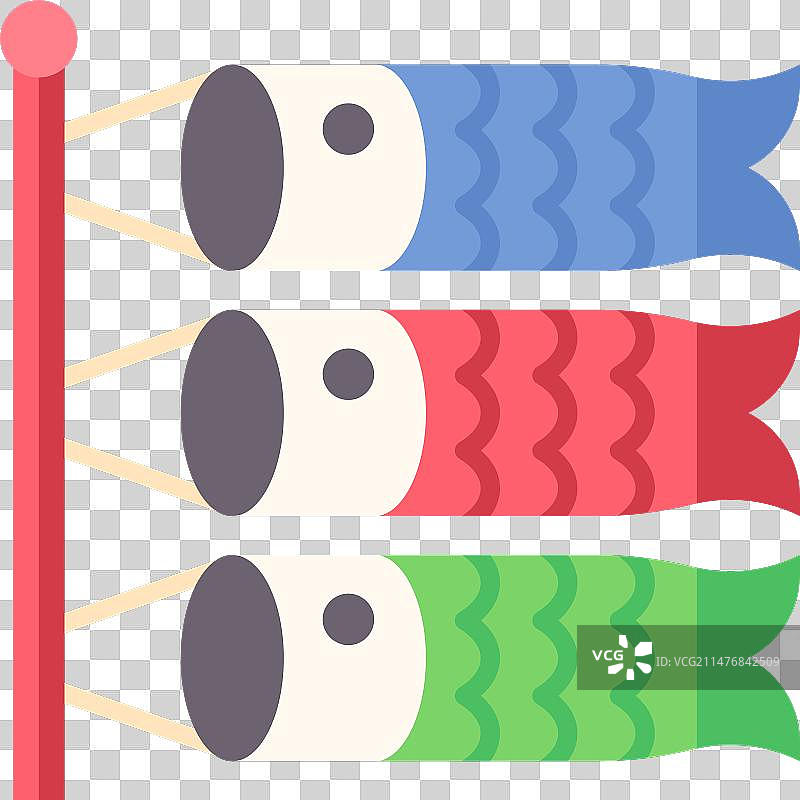 鲤鱼旗帜图标，日本新年相关图片素材