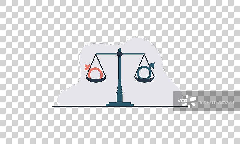 性别平等标志带有性别符号的秤图片素材