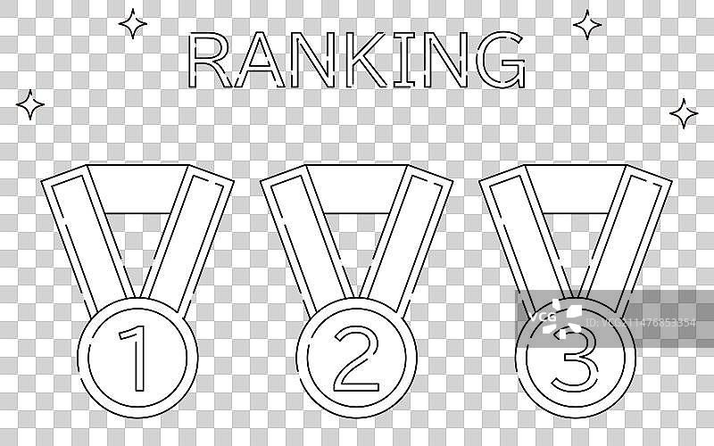简约排名奖牌徽章图标合集（第一至第三名）图片素材
