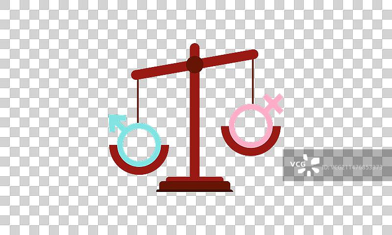 性别平等标志带有性别符号的秤图片素材