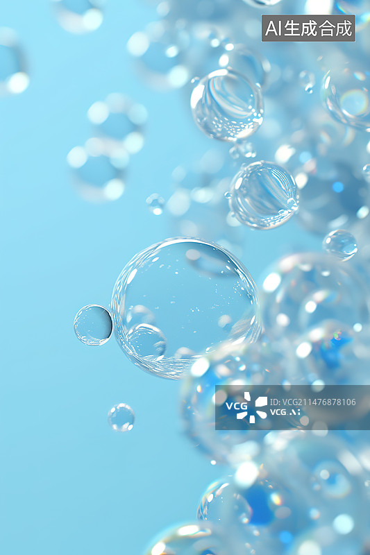 【AI数字艺术】液泡中的精华分子，护肤化妆品背景图片素材
