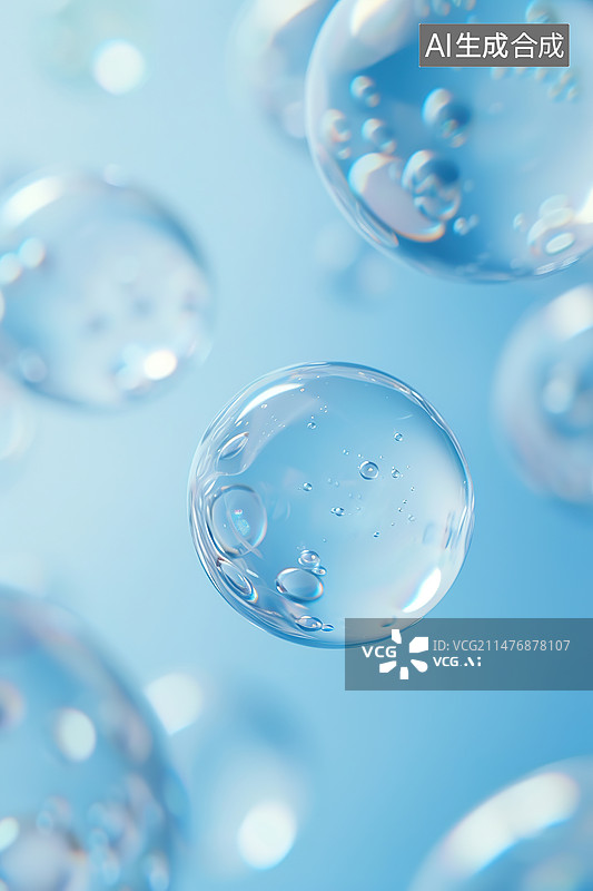 【AI数字艺术】液泡中的精华分子，护肤化妆品背景图片素材