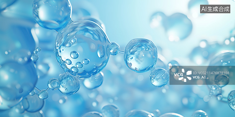 【AI数字艺术】液泡中的精华分子，护肤化妆品背景图片素材