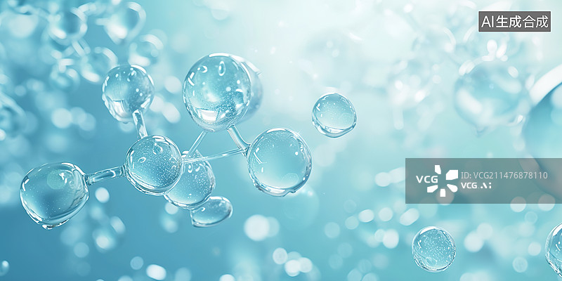 【AI数字艺术】液泡中的精华分子，护肤化妆品背景图片素材