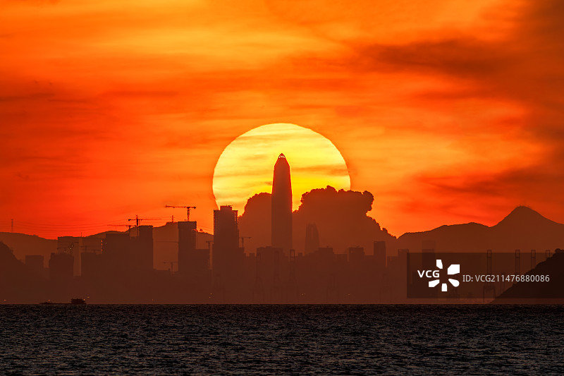 深圳平安金融中心日出图片素材