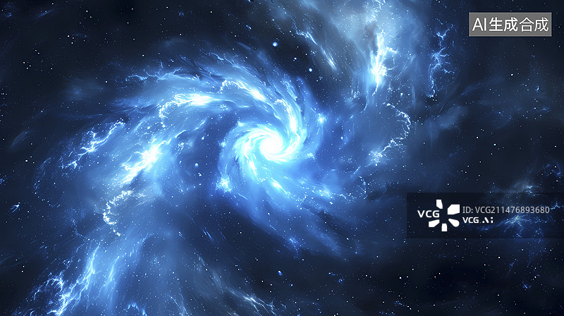 【AI数字艺术】数码蓝色夜空星轨抽象图形海报网页PPT背景图片素材