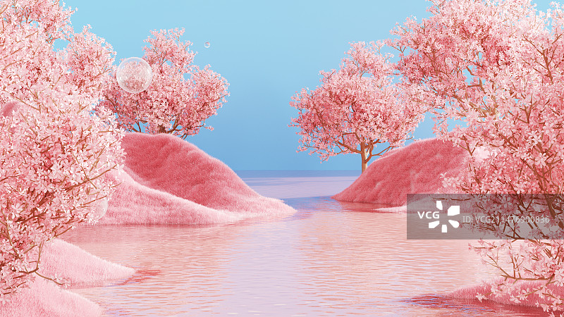 唯美小清新粉色电商展台场景图片素材