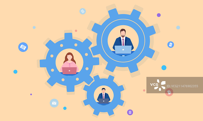 团队协同合作的商业概念插图图片素材