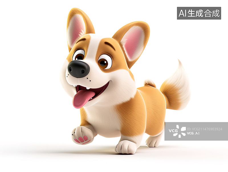 【AI数字艺术】可爱的卡通的柯基狗插图图片素材