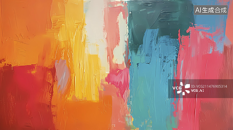 【AI数字艺术】彩色田野50年代风格油画抽象装饰画图片素材