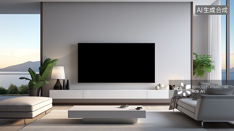 【AI数字艺术】家庭电视产品室内效果图片素材