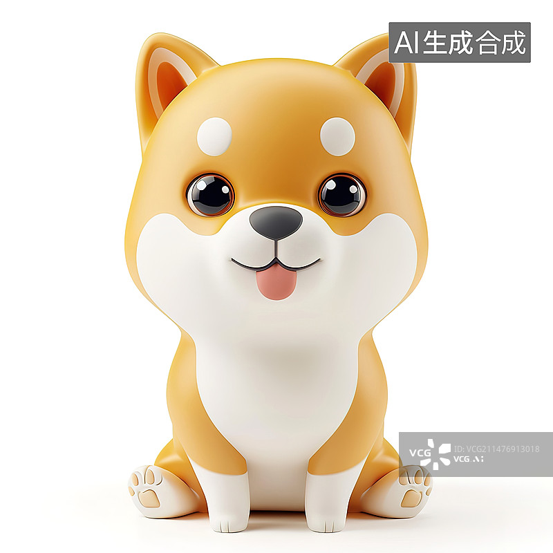 【AI数字艺术】可爱的卡通形象的柴犬或秋田犬插图图片素材